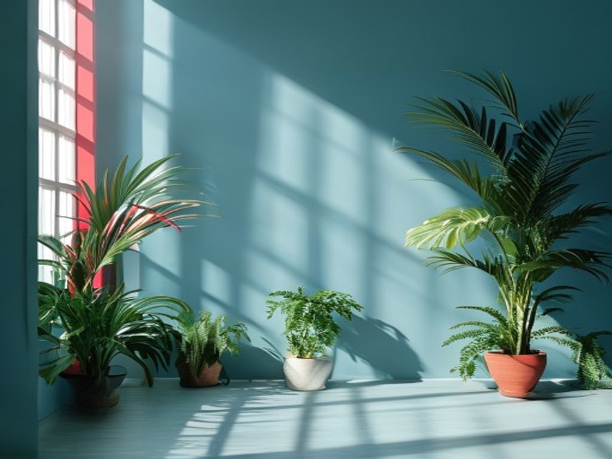 Person in calm environment with plants and natural light